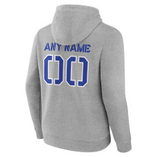 Los Angeles Rams Fanatics Branded Personalized Name & Number Evanston Stencil Pullover Hoodie - Gray