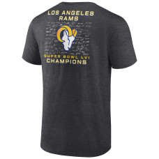 Los Angeles Rams Fanatics Branded Super Bowl LVI Champions Roster Signature T-Shirt - Heathered Charcoal