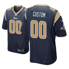 Men Los Angeles Rams #00 Navy Custom Nike Game Jersey