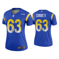 Women Los Angeles Rams #63 2020 Austin Corbett Royal Legend Jersey