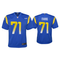 Youth Los Angeles Rams #71 2020 Bobby Evans Royal Game Jersey