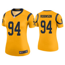 Women Los Angeles Rams #94 Color Rush Legend A'Shawn Robinson Gold Jersey