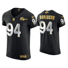 Men Los Angeles Rams #94 A'Shawn Robinson Black Golden Edition Vapor Elite Jersey