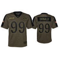 Youth Los Angeles Rams #99 Aaron Donald Olive 2021 Salute To Service Game Jersey