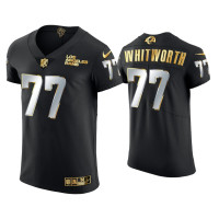 Men Los Angeles Rams #77 Andrew Whitworth Black Golden Edition Vapor Elite Jersey