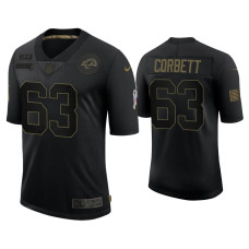 Men Los Angeles Rams #63 Austin Corbett Black 2020 Salute to Service Limited Jersey