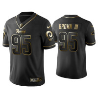 Men Los Angeles Rams #95 Golden Edition Vapor Limited Bobby Brown III Black Jersey