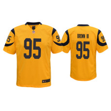 Youth Los Angeles Rams #95 Bobby Brown III Gold Color Rush Game Jersey