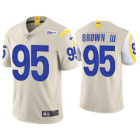 Men Los Angeles Rams #95 Bobby Brown III Vapor Limited Bone Jersey