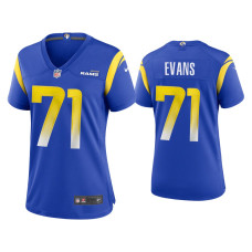 Women Los Angeles Rams #71 Bobby Evans Royal Game Jersey