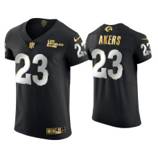 Men Los Angeles Rams #23 Cam Akers Black Golden Edition Vapor Elite Jersey