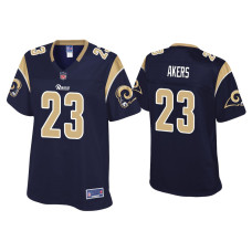 Women Los Angeles Rams #23 Cam Akers Navy Pro Line Jersey