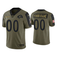 Men Los Angeles Rams #00 Custom Olive 2021 Salute To Service Limited Jersey