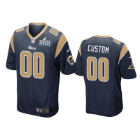 Men Los Angeles Rams #00 Custom Nike Game Navy Jersey - Super Bowl LIII