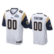 Men Los Angeles Rams #00 Custom Nike Game White Jersey - Super Bowl LIII