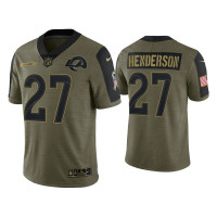 Men Los Angeles Rams #27 Darrell Henderson Olive 2021 Salute To Service Limited Jersey