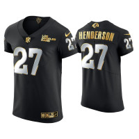 Men Los Angeles Rams #27 Darrell Henderson Black Golden Edition Vapor Elite Jersey