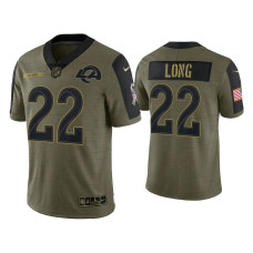 Men Los Angeles Rams #22 David Long Olive 2021 Salute To Service Limited Jersey