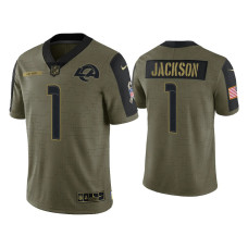 Men Los Angeles Rams #1 DeSean Jackson Olive 2021 Salute To Service Limited Jersey