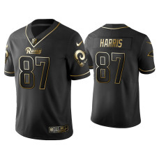 Men Los Angeles Rams #87 Golden Edition Vapor Limited Jacob Harris Black Jersey