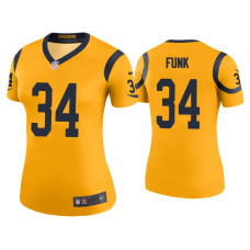 Women Los Angeles Rams #34 Color Rush Legend Jake Funk Gold Jersey