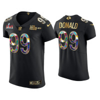 Men Los Angeles Rams #99 Aaron Donald Black Super Bowl LVI Champions Diamond Jersey