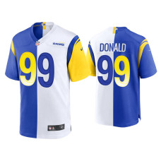 Men Los Angeles Rams #99 Aaron Donald Royal White 2021 Split Game Jersey