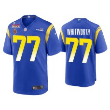 Men Los Angeles Rams #77 Andrew Whitworth Royal 2021 Walter Payton NFL Man of the Year Award Game Jersey