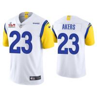 Men Los Angeles Rams #23 Cam Akers White Super Bowl LVI Limited Jersey