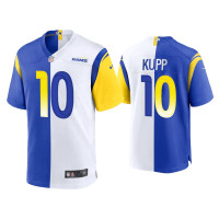 Men Los Angeles Rams #10 Cooper Kupp Royal White 2021 Split Game Jersey