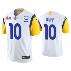 Men Los Angeles Rams #10 Cooper Kupp White Super Bowl LVI Captain Patch Jersey