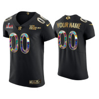 Men Los Angeles Rams #00 Custom Black Super Bowl LVI Champions Diamond Jersey