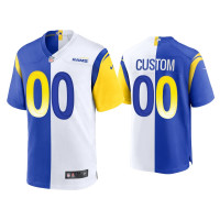 Men Los Angeles Rams #00 Custom Royal White 2021 Split Game Jersey