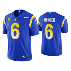 Men Los Angeles Rams #6 Johnny Hekker Royal Captain Patch Vapor Limited Jersey