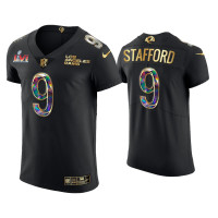 Men Los Angeles Rams #9 Matthew Stafford Black Super Bowl LVI Champions Diamond Jersey