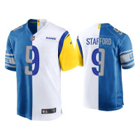 Men Los Angeles Rams #9 Matthew Stafford Blue White Split Game Jersey