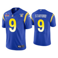 Men Los Angeles Rams #9 Matthew Stafford Royal Super Bowl LVI Captain Patch Jersey