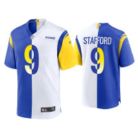 Men Los Angeles Rams #9 Matthew Stafford Royal White 2021 Split Game Jersey