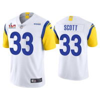 Men Los Angeles Rams #33 Nick Scott White Super Bowl LVI Limited Jersey