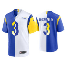 Men Los Angeles Rams #3 Odell Beckham Jr. Royal White Split Game Jersey