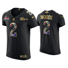 Men Los Angeles Rams #2 Robert Woods Black Super Bowl LVI Champions Diamond Jersey