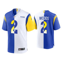 Men Los Angeles Rams #2 Robert Woods Royal White 2021 Split Game Jersey