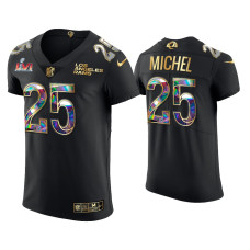 Men Los Angeles Rams #25 Sony Michel Black Super Bowl LVI Champions Diamond Jersey