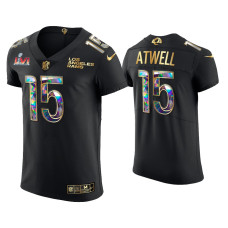 Men Los Angeles Rams #15 Tutu Atwell Black Super Bowl LVI Champions Diamond Jersey