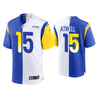 Men Los Angeles Rams #15 Tutu Atwell Royal White 2021 Split Game Jersey