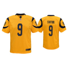 Youth Los Angeles Rams #9 Matthew Stafford Gold Color Rush Game Jersey