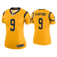 Women Los Angeles Rams #9 Color Rush Legend Matthew Stafford Gold Jersey