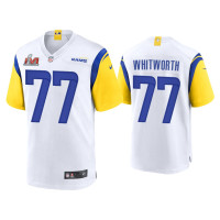 Men Los Angeles Rams #77 Andrew Whitworth Super Bowl LVI White Game Jersey