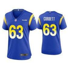 Women Los Angeles Rams #63 Austin Corbett Royal Game Jersey