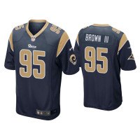 Men Los Angeles Rams #95 Bobby Brown III Navy Game Jersey